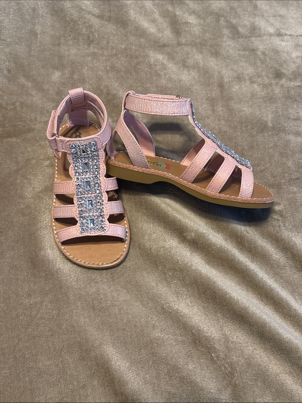 Rachel Shoes Pink Jeweled T-Strap Girls' Sandals
